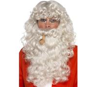 Accessori Per Costume Di Babbo Natale Deluxe: Parrucca, Barba, Pipa, Occhiali