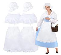 Accessori per costumi, 2 set di abiti coloniali in stile tradizionale con grembiule cappello e scialle, poliestere resistente alle pieghe, per giochi scolastici, costume di Halloween