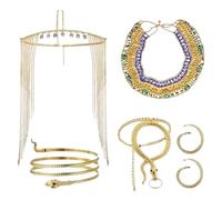Accessori per costumi egiziani che includono parrucche, catena per la testa, bracciale a serpente, catena a serpente, collana a colletto, orecchini, scuola egiziana giorni