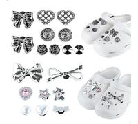 Accessori per Crocs Charm, Spille per Scarpe, Charms Crocs Rimovibili, Accessori Con Fiocco per Donne Adulte E Ragazze, due Stili: Argento e Nero