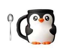 Accessori per dessert pinguino cartone animato, impugnatura ergonomica e doppio cucchiaio, cassetto segreto, supporto per gelato, pinte, set di organizzatori di stoccaggio gelato