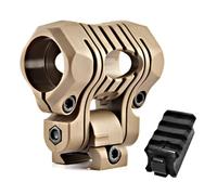 Accessori per Elmetto da Softair, Supporto per Torcia Elettrica per Elmetto con Adattatore, Clip Morsetto Tattico per Montaggio Rapido su Guida Arc Mich, Cinque Angoli di Rotazione(Brown)