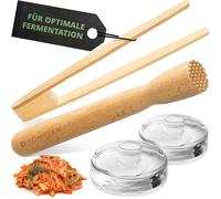 Accessori per fermentazione con pestello, pesi (diametro 7 cm) e pinza, accessori di alta qualità per fermentazione ideale di crauti, Kimchi & Co. I Con istruzioni passo-passo I pesi fermentazione