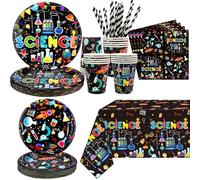 Accessori per feste di scienza, tra cui piatti, tovaglia, tazze, cannucce, per le ragazze scienziati decorazione del serve 20 ospiti