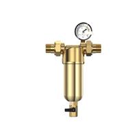 Accessori per filtri, Filtro for sedimenti d'acqua riutilizzabile Spin Down for prefiltraggio di tutta la casa, manometro in rame da 40 micron per bagno, cucina, sottolavello(Pressure Gauge)