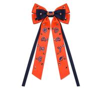 Accessori per fiocchi per il giorno del gioco da donna, fiocchi per capelli da calcio, arancioni, blu navy, accessori per spirito di squadra, nastri per capelli, fermagli per capelli, fermagli per