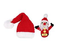 Accessori per foto di bambini rossi, cappelli, bambole, oggetti di scena per foto di Babbo Natale neonato, realizzati a mano, simpatico set all'uncinetto, fatto a mano e vivace,