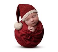 Accessori per fotografia di Natale per neonati, fascia, con cappelli di Babbo Natale, per neonati e ragazze