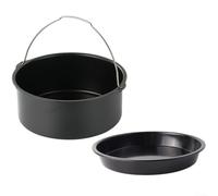 Accessori per friggitrice ad aria, 2 teglie antiaderenti per torte e pizza, per cestino da 17,8 cm, in acciaio al carbonio (17,8 cm)