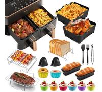 Accessori per friggitrice ad aria calda, 20 pezzi, accessori per friggitrice ad aria calda Cosori 8,5 l, compatibili con Cookwise 9L & Russell Hobbs 9L, set di stampi in silicone con griglia e teglia