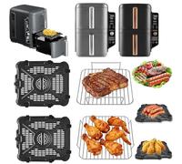 Accessori per friggitrice ad aria calda, 4 pezzi, adatto per Ninja Double Stack XL, Friggitrice ad Aria Calda 9,5 L AF400EU, DZ400EU, 2 griglie Air Fryer Grill Pan e 2 griglie in acciaio inox