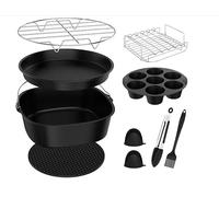Accessori per friggitrice ad aria calda, 8 pollici, 10 pezzi, per Philips Airfryer XXL 7,2 l, 8,3 l, COSORI 5,5 l, Tefal 6,5 l, Cecotec 6L, Air Fryer Accessories 5,5 l - 8 l, senza BPA