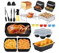 Accessori per friggitrice ad aria calda, accessorio Airfryer per Ninja Foodi Flexdrawer AF500EU 10,4L Air Fryer tappetino in silicone, 1 x 10,4L e 2 x 5,2L stampo in silicone per friggitrice ad aria