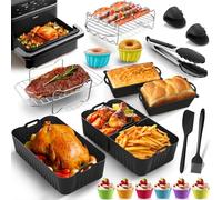 Accessori per friggitrice ad aria calda Cosori Dual Blaze Twinfry XXL 10L, set di accessori Airfryer con griglia in acciaio inox e 1 stampo in silicone da 10 L e 2 x 5 l, resistente al calore a 230°