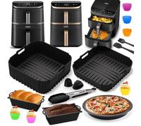 Accessori per friggitrice ad aria calda COSORI Turbo Tower Pro 2 camere, 10,8 l (6,5 l/4,3 l), 2 stampi per Airfryer in silicone per grigliate, torte e pane, per COSORI Double Stack Airfryer da 10,8 l