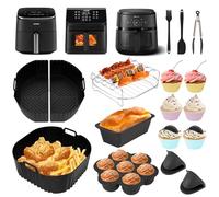 Accessori per friggitrice ad aria calda COSORI Turboblaze 5,5L/6L/6,2L, accessori per friggitrice ad aria calda Philips 2000 serie 6,2L, Russell Hobbs XXL 8L, contiene 3 stampi in silicone, griglia e