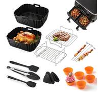 Accessori per friggitrice ad aria calda da 15 pezzi, accessori per friggitrice ad aria calda a doppia zona per Ninja AF300EU 7.6L, AF400EU 9.5L, Devology Cecotec 9L, Balter 8L