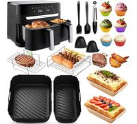 Accessori per Friggitrice ad Aria Calda Moulinex EZ9018 Dual Easy Fry 8,3L (5,2/3,1L), Inclusi Accessori in Silicone Airfryer, Griglia, Stampo per Pane, Air Fryer ad Aria Baking Trays in Silicone