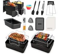 Accessori per friggitrice ad aria calda per Ninja Foodi AF400EU, AF300EU, Emerio, Princess, Innsky, COSORI, Tower 7.6L/8L/9L/9.5L Friggitrice ad aria calda Dual Zone, inserti in silicone e griglie