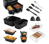 Accessori per friggitrice ad aria calda Philips Dual Basket serie 3000 9L (6L/3L), 14 pezzi riutilizzabili Philips Airfryer 3000 Dual Basket accessori, stampo in silicone Airfryer set di accessori