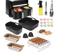 Accessori per friggitrice ad aria calda Tefal Easy Fry Dual Air Fryer, Dual Basket Airfryer serie 3000, tra cui stampo in silicone, spray ad olio, griglia, in silicone, muffin, ecc.