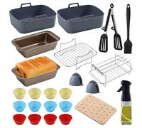 Accessori per friggitrice ad aria, compatibile con ninja AF400eu AF500EU AF300EU, include silicone friggitrice, teglia, griglia, olio spray, stampo per torta, carta da forno, pinza, pennello e guanti