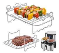 Accessori per friggitrice ad aria Ninja Foodi AF300EU Flexdrawer Dual Air Fryer 10.4L - 2 PZ Griglia per friggitrice ad aria con 5 spiedini per kebab, griglia in acciaio inossidabile 304