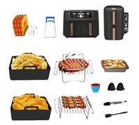 Accessori per friggitrice ad aria per friggitrice ad aria doppia pila Ninja SL400UK, AF400UK, SL400UKCP, Tower Vortex T17088, Cookwise 9L, fodere per friggitrice ad aria in silicone, griglia di