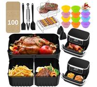 Accessori per friggitrice ad aria per Ninja Foodi FlexDrawer Airfryer AF500UK/AF500UKCP, 1 x 10,4 L e 2 x 5,2 l in silicone per cassetto Flexi Megazone Dual, griglia, pinza, guanti, spazzola per olio