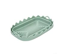 Accessori per friggitrice ad aria, vassoio in silicone con lati pieghevoli per risparmiare spazio e una migliore circolazione dell'aria durante i processi di cottura (verde chiaro)