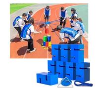 accessori per giochi di gruppo, IEOWY Team Building Block Tower Games, giochi di competizione divertenti for attività gruppo all'aperto, che promuovono una comunicazione amichevole(Blue,8PCS)