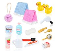 Accessori per Gnomi Set da Bagno per Case Delle Bambole, 17 pezzi Bagno per Accessori per Gnomi in Miniatura per La Decorazione Della Porta Degli Gnomi Natalizi con Spugna per Spazzolino ecc