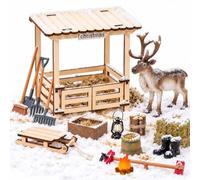 Accessori per gnomo a forma di renna, 18 pezzi in miniatura, accessori | Set di accessori per casa delle bambole, porta gnomo, decorazione in miniatura per Natale
