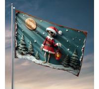 Accessori per grotta dell'uomo e decorazione natalizia con scheletro con lanterna nella foresta innevata, bandiera per la casa da uomo, calze a vento per esterni (120 x 180 cm)