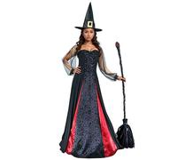 Accessori per Halloween da donna, abito medievale con maniche a tromba, abito gotico da donna, per Halloween e carnevale (nero, M)