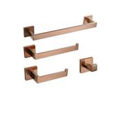 Accessori per il bagno in oro rosa spazzolato Accessori da bagno quadrati Porta carta igienica Porta asciugamani Barra porta accappatoio Porta asciugamani, 1 set da barra 40 cm, 1