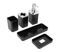Accessori per il Bagno Set, Look Lucido e Strutturato, Plastica Elettroplata, Ideale per i Bagni degli Ospiti di Hotel per la Casa, 2 Bottiglie di Lozione, Supporto per (BLACK)