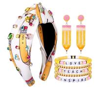 Accessori per insegnanti per donne fasce per capelli per insegnanti fasce per capelli clip per capelli orecchini per insegnanti braccialetti Heishi per il rientro a scuola insegnante gioielli abiti