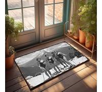 Accessori per la camera per adolescenti e ragazzi, stile vintage, con avventura sugli sci, con gli amici contro un supporto innevato, divertente decorazione per la casa, decorazione per camper (40 x