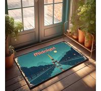 Accessori per la camera per ragazzi e adolescenti Midnight In Paris: Torre Eiffel Riflessi sotto la luna piena, zerbino grande per esterni divertente zerbino per esterni (65 x 90 cm)