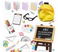 Accessori per la casa delle bambole, accessori per gnomi, 1:12, accessori per la scuola, in miniatura, zaino da libro, righello, penna, set di strumenti didattici, accessori per la casa delle bambole