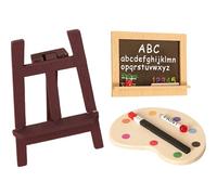 Accessori per la casa delle bambole in miniatura 3 pezzi natrual in legno bambola miniatura strumento di pittura set di strumenti fai -da -te per olio di cavalletto legno set per decorazione de