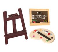 Accessori per la casa delle bambole in miniatura 3 pezzi natrual in legno bambola miniatura strumento di pittura set di strumenti fai -da -te per olio di cavalletto legno set per decorazione d