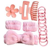 Accessori per la cura della pelle per la doccia trucco Accessori per la cura della pelle Fascia unica con fiocco e braccialetti Set di clip per capelli per la cura della pelle Anelli elastici