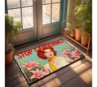 Accessori per la stanza per ragazzi e adolescenti vintage Garden Inspiration: Stop and Smell The Flowers! Zerbino grande per esterni divertente tappetino per porta d'ingresso all'aperto (50 x 80 cm)