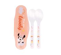 Set Cucchiai in Plastica Bambine Disney Minnie, senza BPA, riutilizzabili e lavabili, con astuccio e non adatti al microonde e alla lavastoviglie