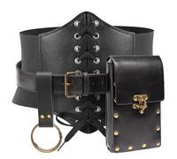 Accessori per Le Cinture in Pelle Medievale di Rinascimento per Le Cinture di Corsetto, Confezioni per la Vita e Gli Accessori per Cosplay retrò per Halloween, Festa a Tema, Nero, Giocattoli