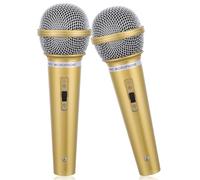 Accessori per microfoni finti, confezione da 2 modelli di microfoni realistici in plastica per giocare a fingere, karaoke, pratica del discorso, spettacoli teatrali e bomboniere