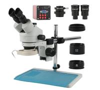 Accessori per microscopi Microscopio trinoculare stereo simulfocale parfocale 3,5X-90X 180X Videocamera HDMI VGA 14MP 1080P Durata e prestazioni affidabili(White-417)