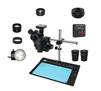 Accessori per microscopio da laboratorio 3.5X-90X Simul-Focal Zoom continuo Microscopio stereo trinoculare 38MP HDMI USB Microsopio Camera 1/2 CTV Adattatore Big Workbench w/Nero pad di aliuminum